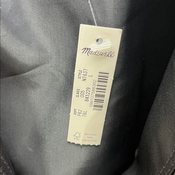 NWT Madewell Black Lambs Leather Crop Bubble Sleeve Jacket Size Large - Picture 6 of 8